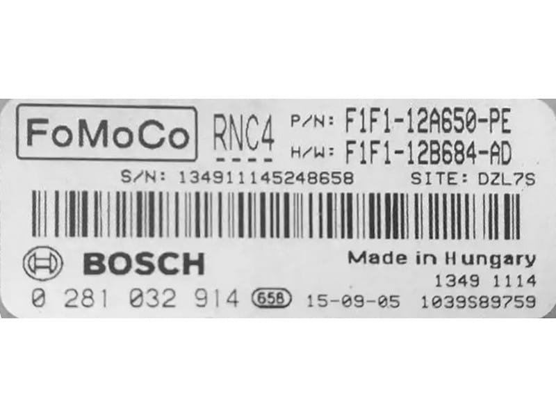 F1F1 archivo ECU original Ford Bosch